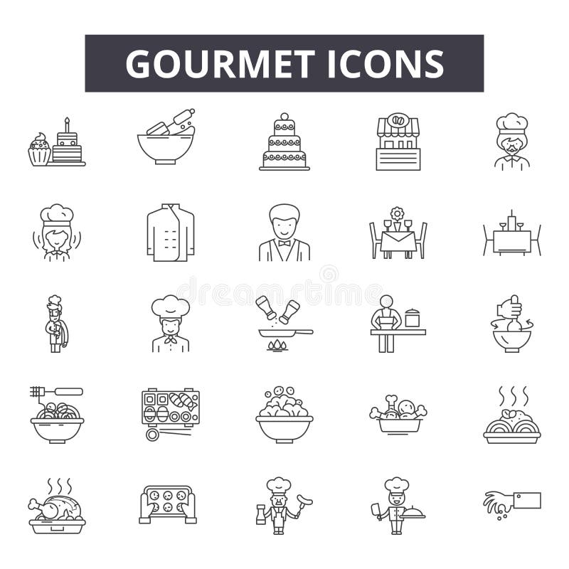 Gastronomische lijnpictogrammen voor Web en mobiel ontwerp De tekens van de Editableslag De gastronomische illustraties van het o vector illustratie Gastronomische lijnpictogrammen voor Web en mobiel ontwerp De tekens van de Editableslag De gastronomische illustraties van het o vector illustratie