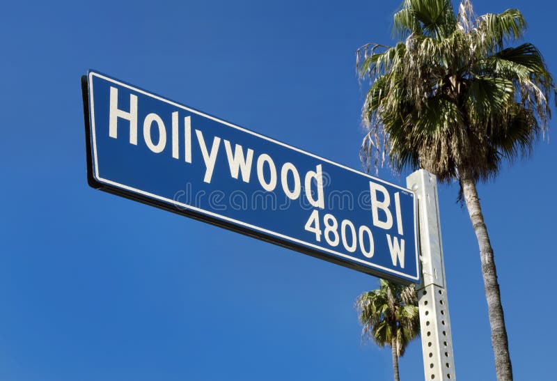 Gata för blvdhollywood tecken fotografering för bildbyråer