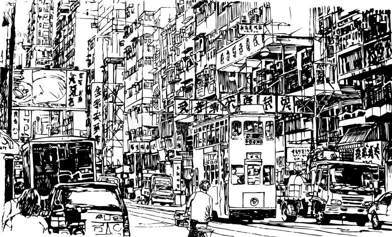 Gata i Hong Kong stock illustrationer