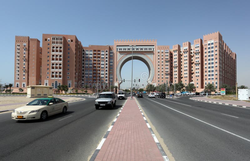 Gate Building in Dubai stock image. Image of district 8504445