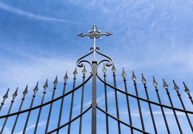 Gate with cross stock image. Image of black, ornate, decoration 81219823