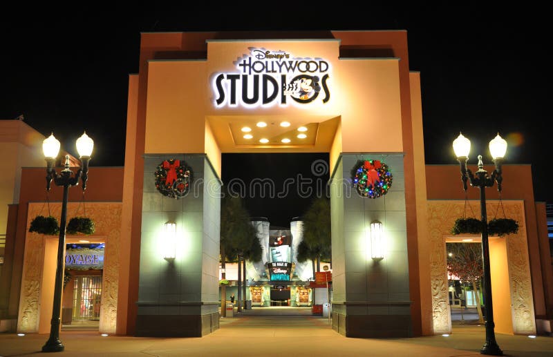 Gate of Disney Hollywood Studios at night