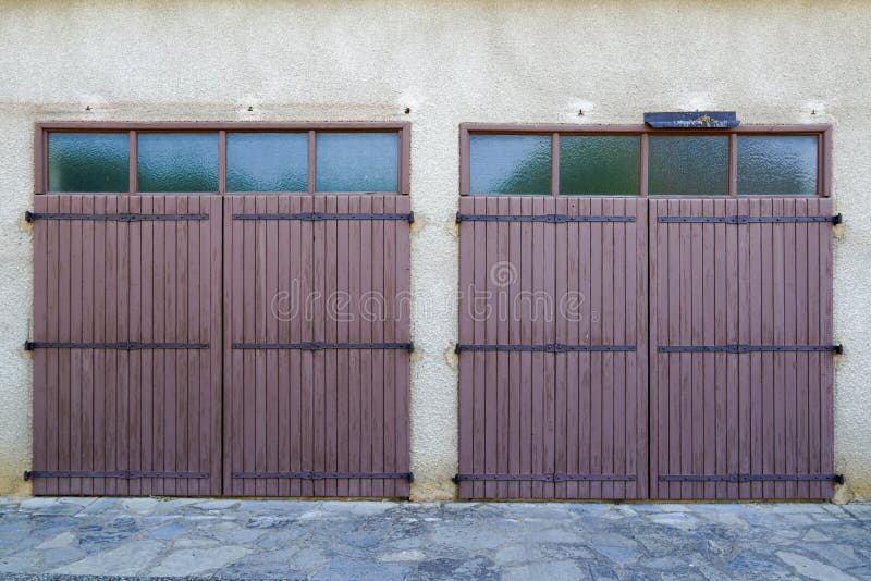 Gate Home Portal Garage Double Door House Windows Facade Stock Image