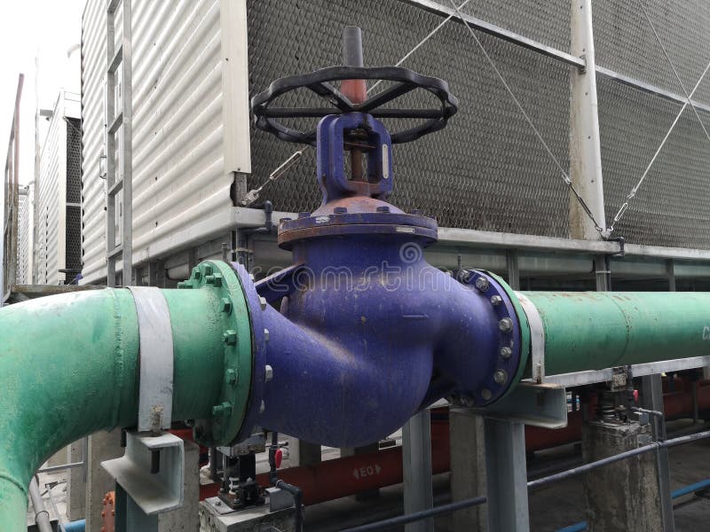 Gate Valve for Pipelines Condensor for Cooling Tower. Stock Photo