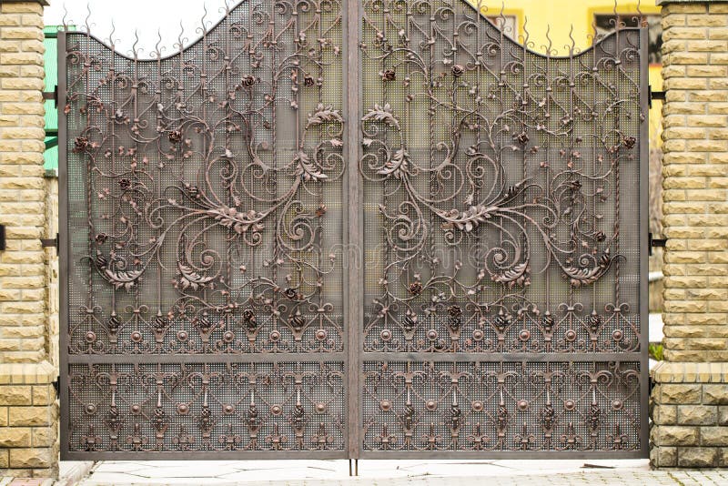 Gates Into The Courtyard Gate View From The Street Forged Gate Stock