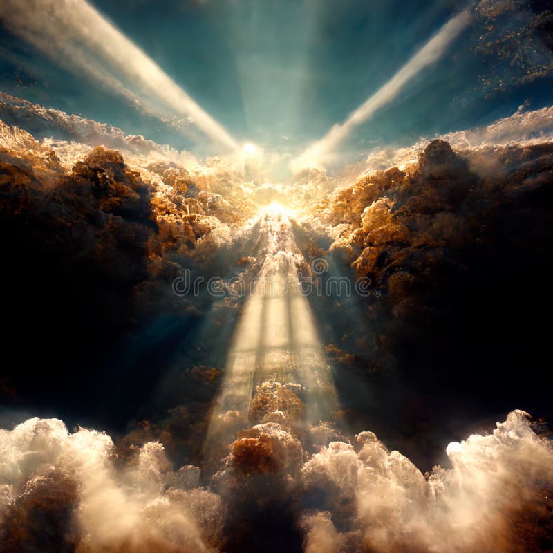 Gates of Heaven with Rays of God`s Light Coming Out of Paradise ...