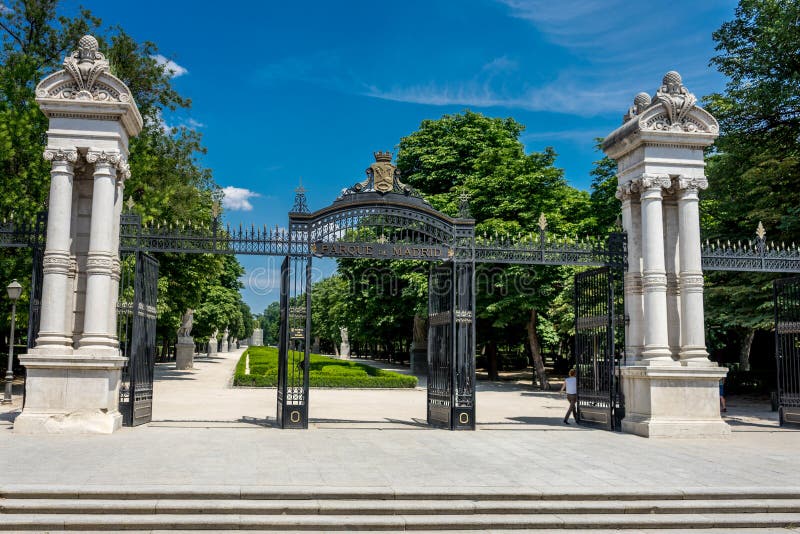 Gates to central park in the city of Madrid in Spain, Europe stock image Gates to central park in the city of Madrid in Spain, Europe stock image
