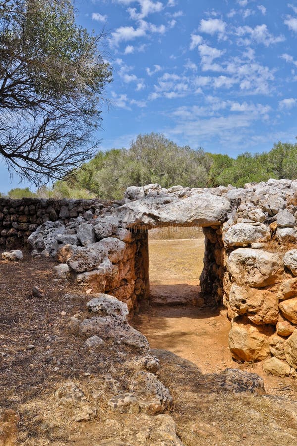 Gates to the prehistoric village Son Catlar, Minorca, Spain