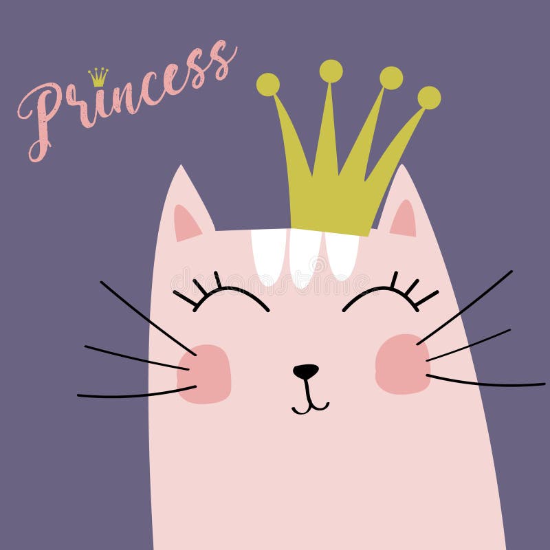 Gatinho bonito com a princesa pequena Vetora da coroa e da inscrição ilustração stock Gatinho bonito com a princesa pequena Vetora da coroa e da inscrição ilustração stock