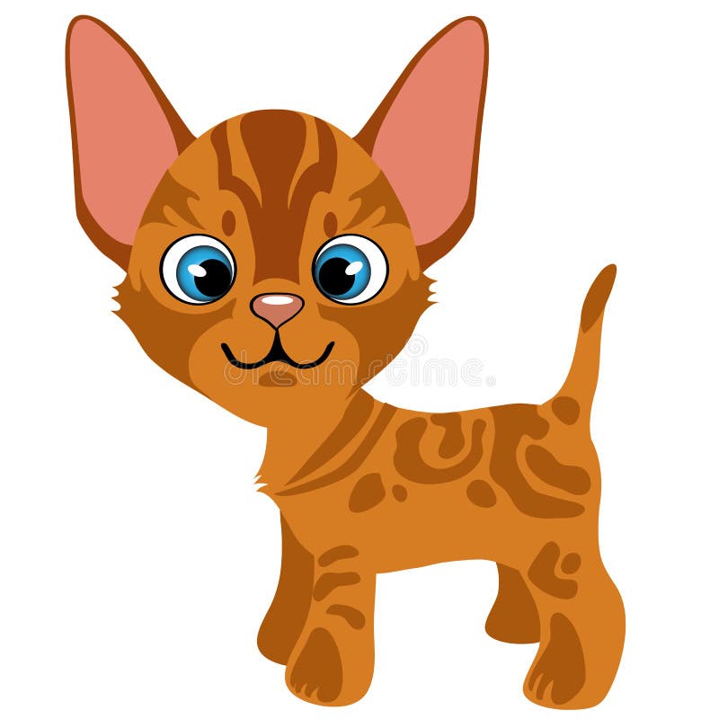 Gatito del jengibre de la historieta con los ojos azules, animales domésticos del vector stock de ilustración Gatito del jengibre de la historieta con los ojos azules, animales domésticos del vector stock de ilustración