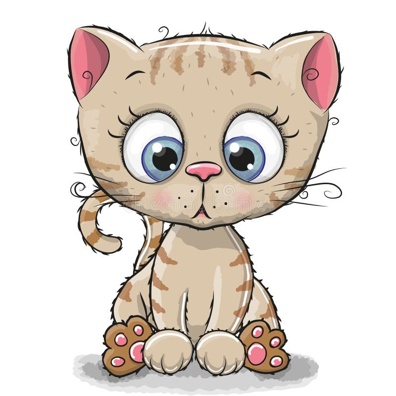 Adorable gatito de dibujos animados stock de ilustración