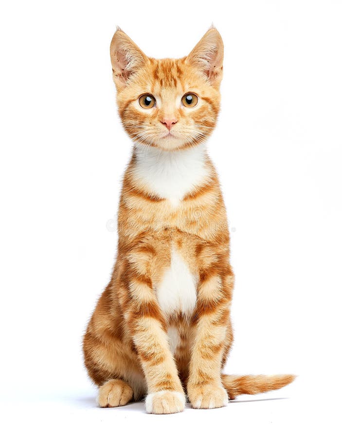 Gatito rojo del gato atigrado del jengibre adorable aislado, sentándose, curioso y aislado en el fondo blanco fotos de archivo Gatito rojo del gato atigrado del jengibre adorable aislado, sentándose, curioso y aislado en el fondo blanco fotos de archivo