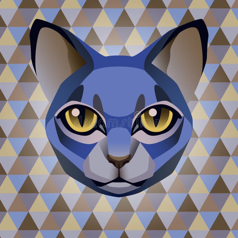 Gato azul abstrato sobre um fundo em losango ilustração royalty free