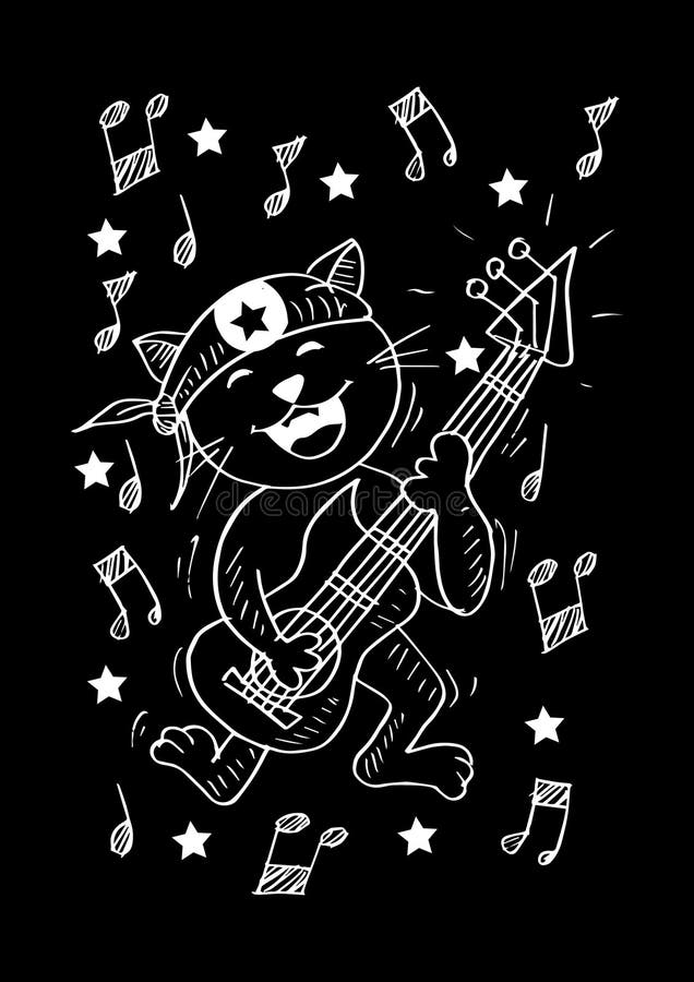 Gato bonito que joga uma guitarra ilustração do vetor Gato bonito que joga uma guitarra ilustração do vetor
