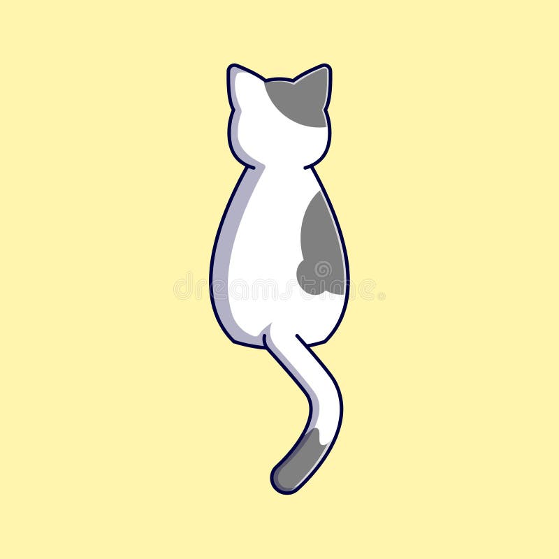 Bonito desenho animado gato branco sentado — Ilustração de Stock