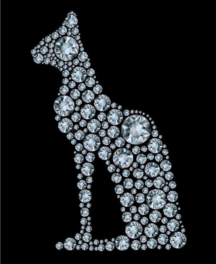 Brillo de plata de arte de gato gato Plata Brillante Diamante Ornamento