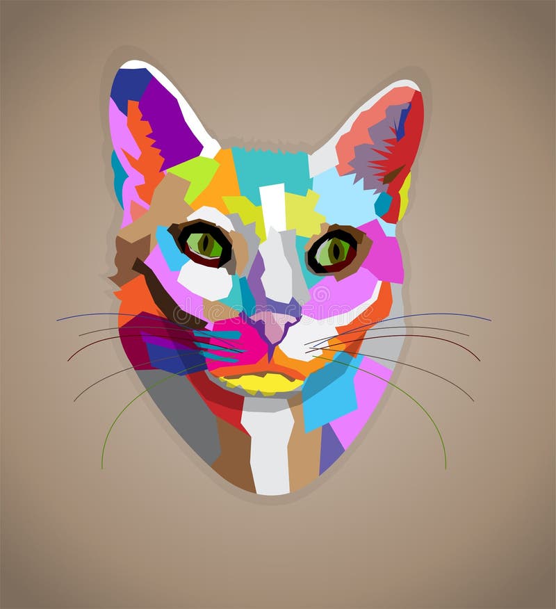 Gato pop art colorido ilustração royalty free