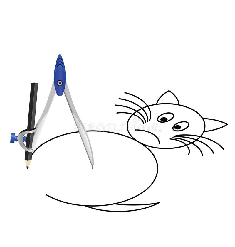 Gato con un compás ilustración del vector. Ilustración de gato - con compas de animales