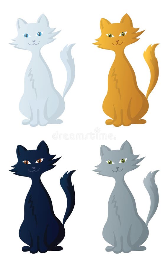 Engraçado desenhos animados gatos personagens diferentes raças ilustração.  Kitty jovem animal de estimação imagem vetorial de VectorShow© 173724772