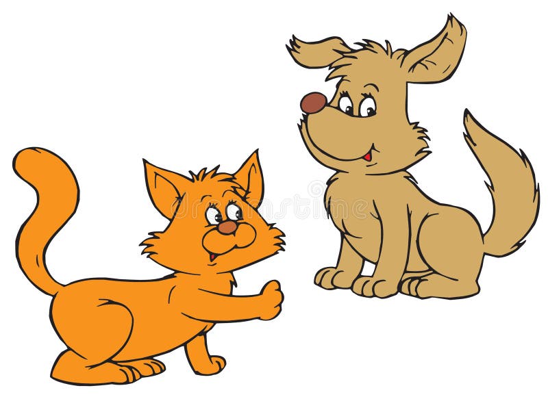 Esboço Da Página Da Coloração Do Gato Dos Desenhos Animados Com Cão Pets  Livro Para Colorir Para Crianças Ilustração do Vetor - Ilustração de  contorno, livro: 73927212