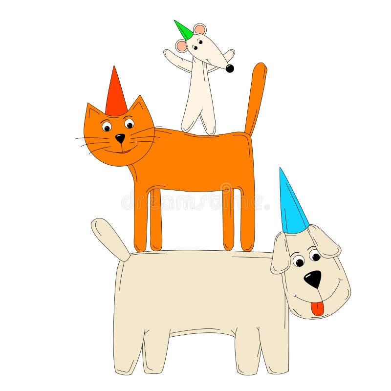 Gato e rato do cão ilustração royalty free Gato e rato do cão ilustração royalty free