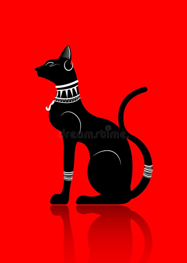 Gato egípcio. deusa bastet. gato preto com asas de escaravelho e colar de  ouro. satuette do antigo egito art. desenho animado 3d ícone do design.