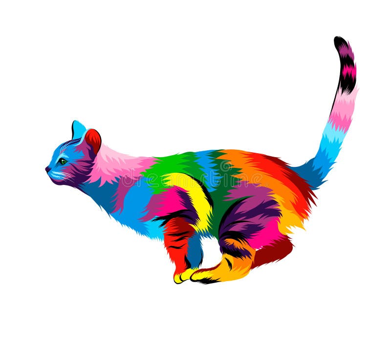 retrato de cara de gatinho, cara de gato de tintas multicoloridas. respingo  de aquarela, desenho colorido, realista. ilustração vetorial de tintas  3621354 Vetor no Vecteezy