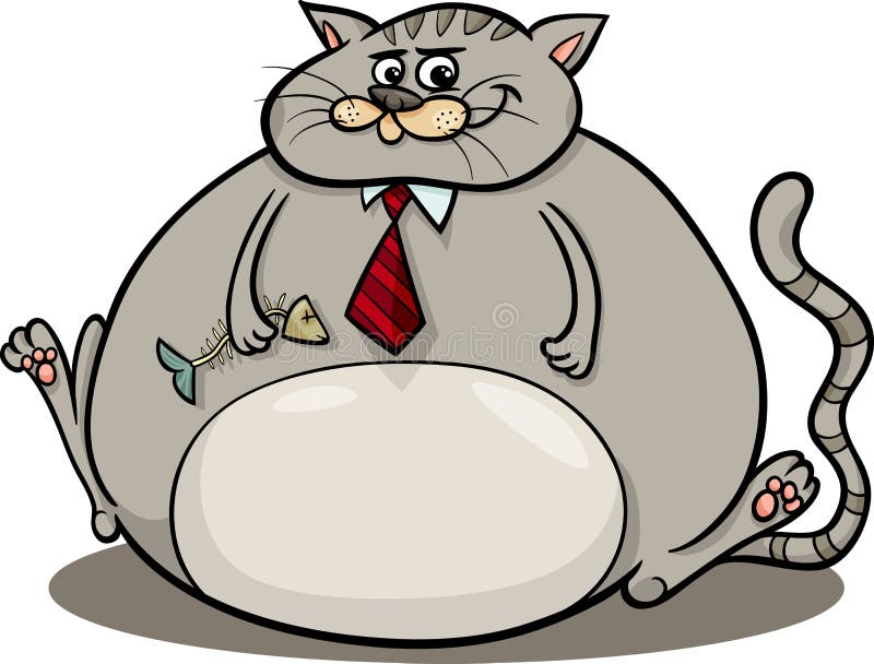 Cartoon Humor Concept Illustration of Fat Cat Saying or Proverb. Cartoon Humor Concept Illustration of Fat Cat Saying or Proverb