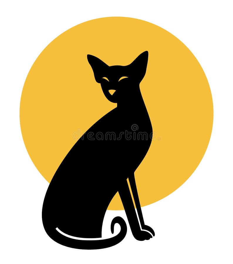 Gatos Egípcios. Deusa Bastet. Gato Preto Definido Com Asa Escaravelho E  Colar De Ouro. Estatueta Da Arte Do Antigo Egito. Ícone Do Desenho Animado  3d. Design Do Logotipo. Ilustração Vetorial De Estilo