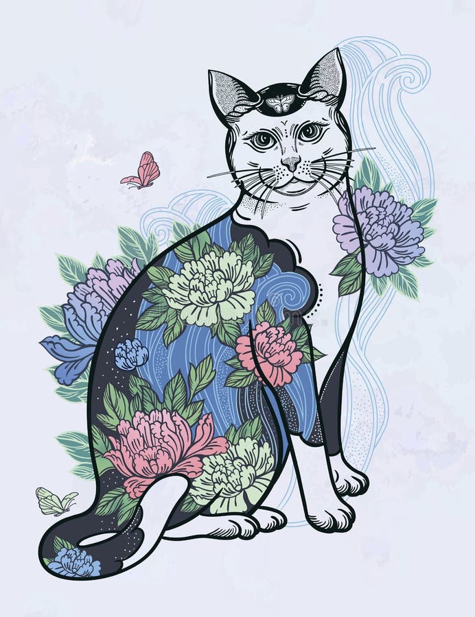 Gato japon?s feliz do folclore ilustração stock Gato japon?s feliz do folclore ilustração stock