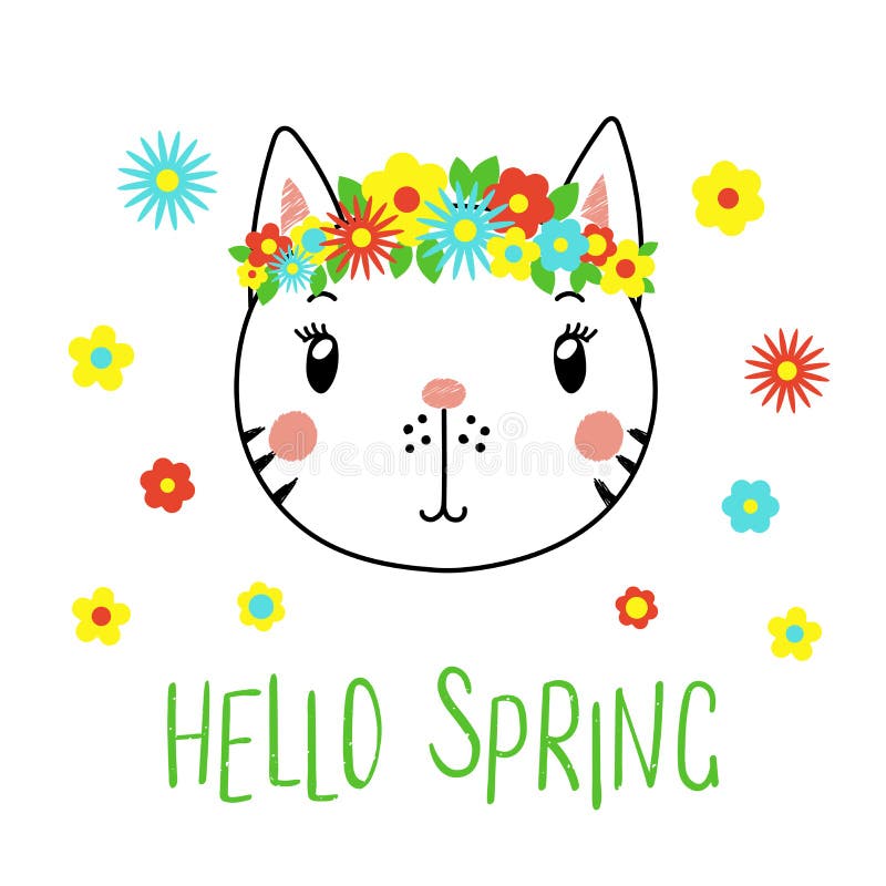 Gato lindo con las flores libre illustration Gato lindo con las flores libre illustration