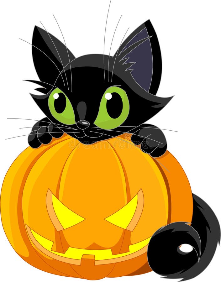 Gato negro de Víspera de Todos los Santos ilustración del vector Gato negro de Víspera de Todos los Santos ilustración del vector