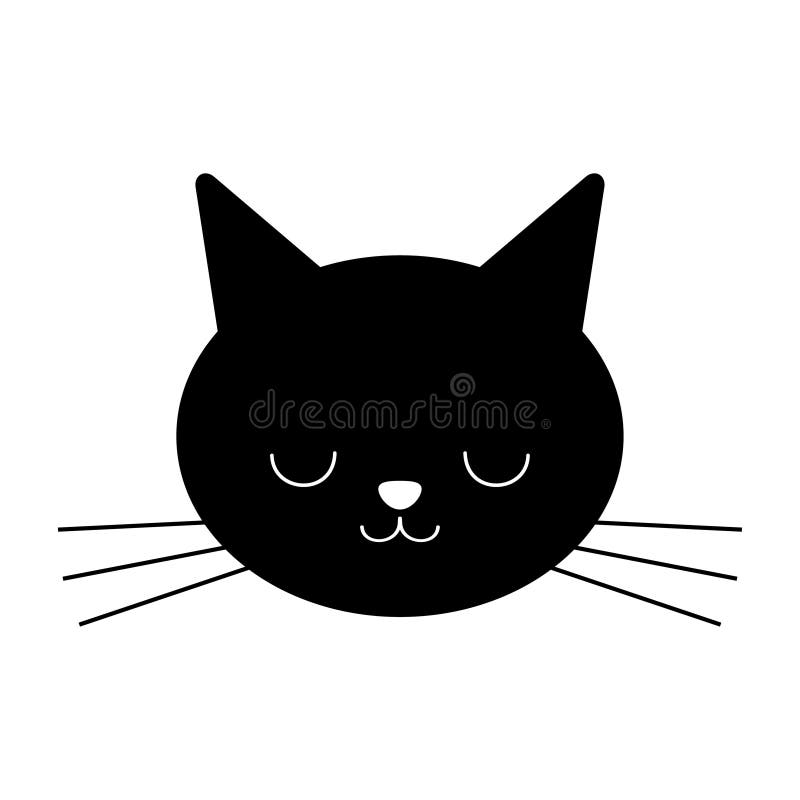 Desenho preto e branco de um gato bonito. cabeça de gato isolada fotomural  • fotomurais preto, agradável, pequeno