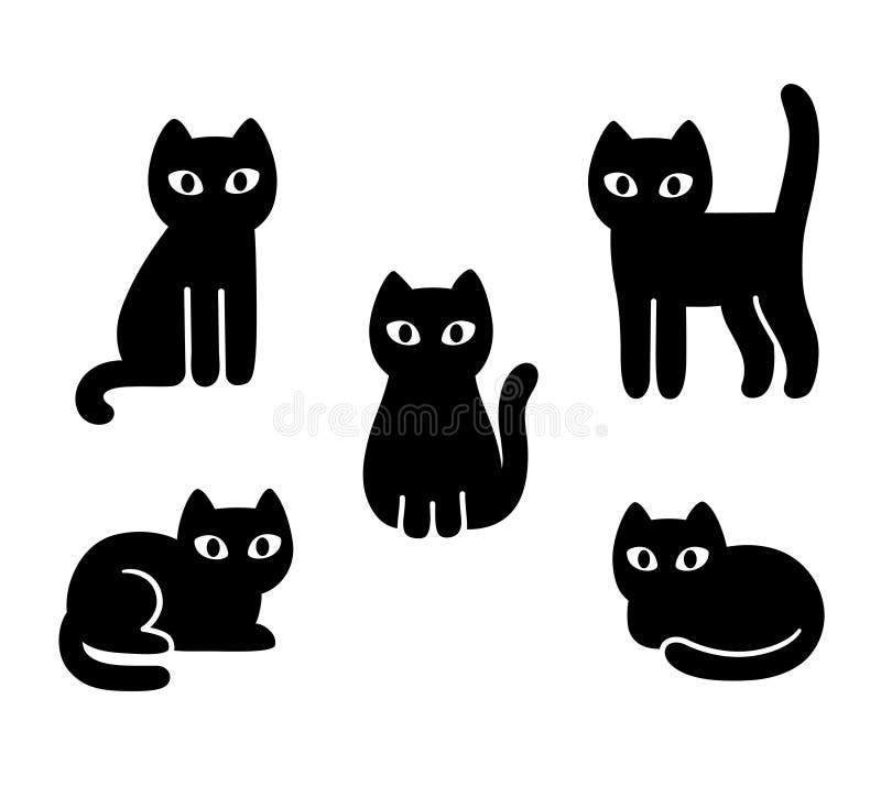 Gato Preto De Desenho Animado Ilustração do Vetor - Ilustração de grampo,  descida: 200692456