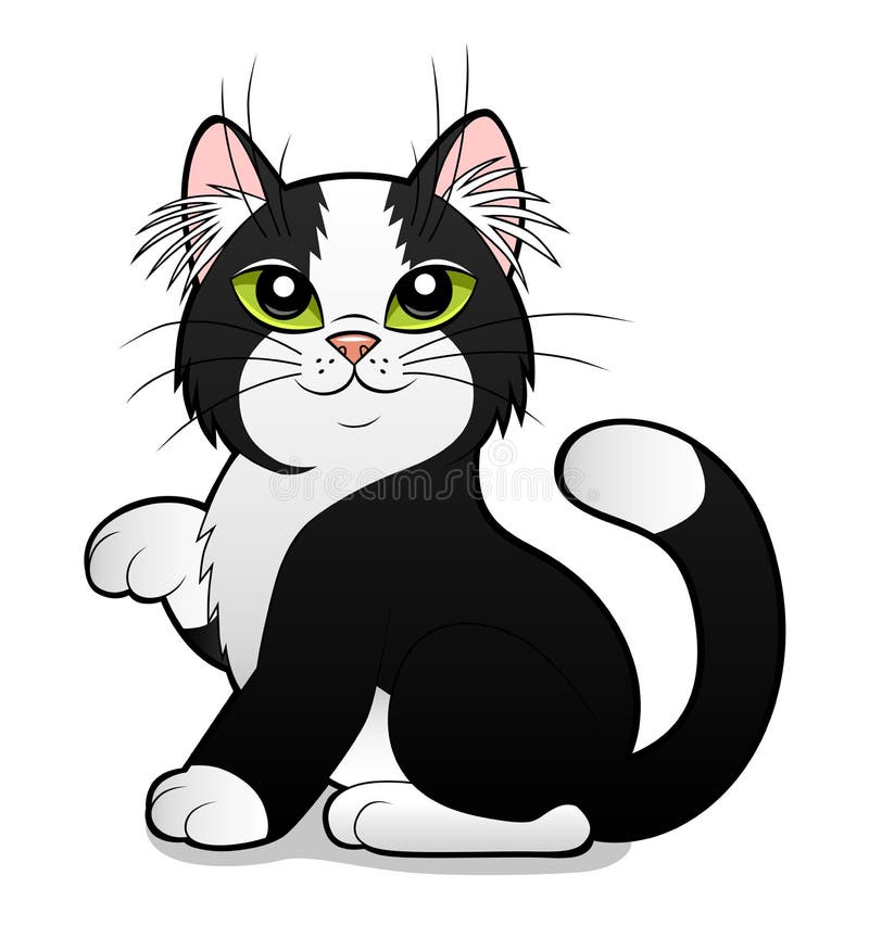 Gato Preto Desenho Animado Isolado Fundo Branco Ilustração Vetorial Para  imagem vetorial de AnzelikaKononec© 498788768