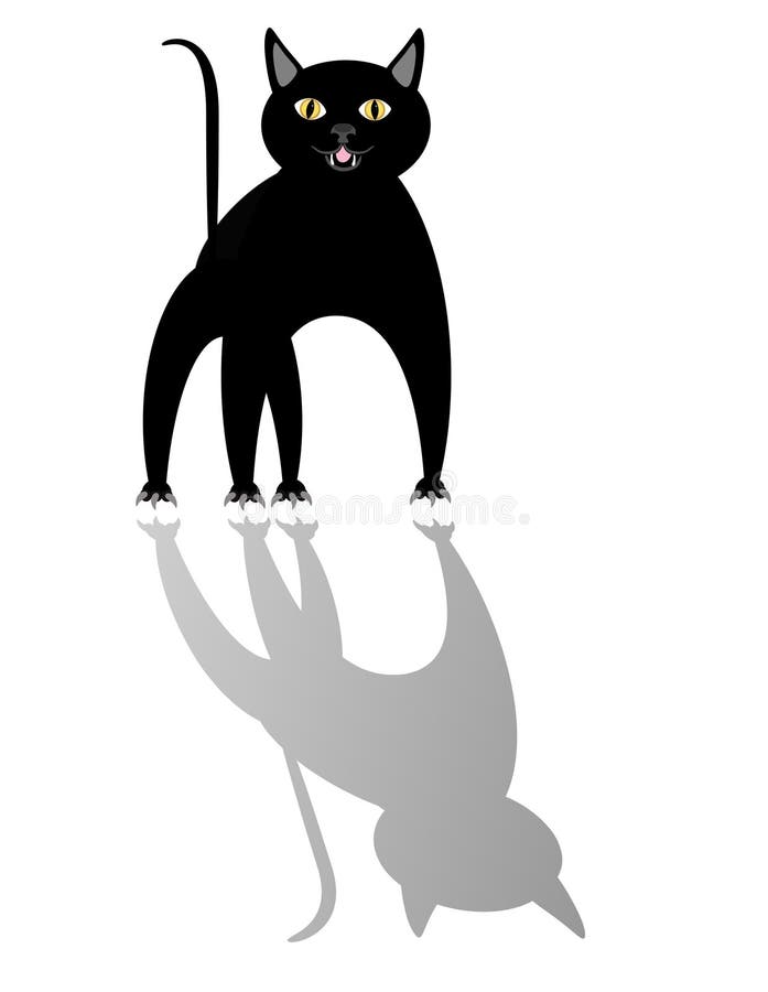 Jogo Da Sombra Com Gato Preto Ilustração do Vetor - Ilustração de