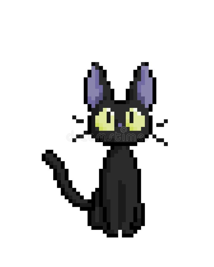 Gato Preto Pixel Para Ponto Cruzado Ilustração do Vetor - Ilustração de  arcada, computador: 229232532