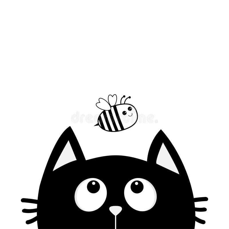 Cara De Gato Kawaii Bonito Isolada No Fundo Branco. Ilustração