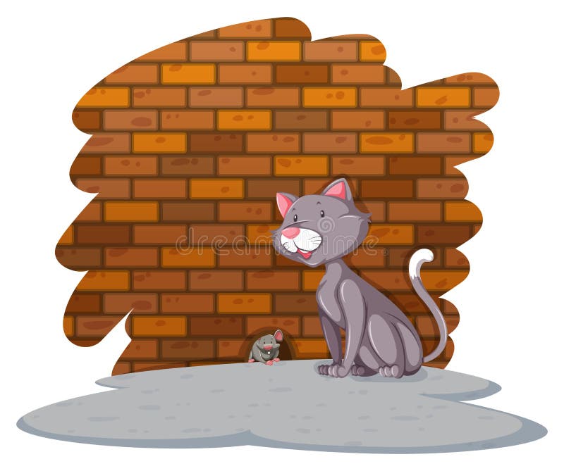 Gato que espera o rato ilustração royalty free Gato que espera o rato ilustração royalty free