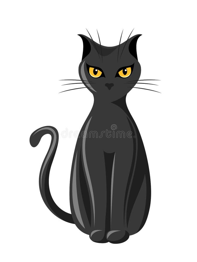 Gato que se sienta negro. ilustración del vector. Ilustración de oscuro -  34517011