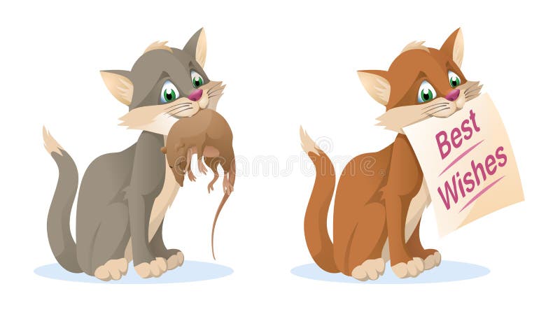 Gato rato Com amor ilustração royalty free Gato rato Com amor ilustração royalty free