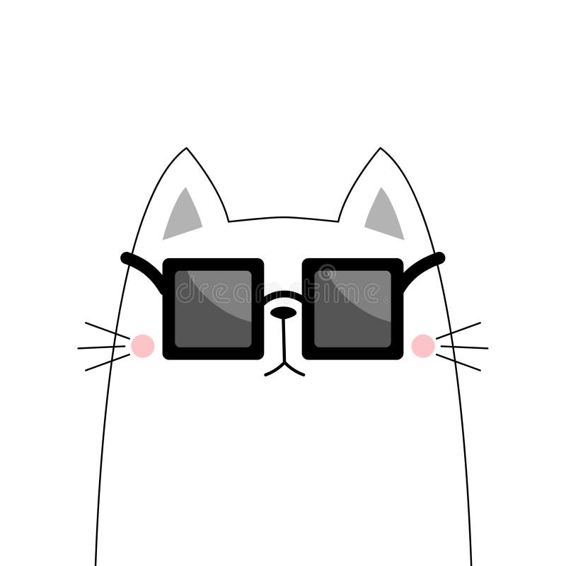 Gato Gatinho Quadrado Cabeça Rosto Linha Definida. Caráter Bonito Dos  Desenhos Animados. Animal De Estimação Do Bebê. Orelhas Cor-de-rosa, Nariz.  Olhos Amarelos. Capa Do Caderno, Camiseta, Impressão Do Cartão. Projeto  Liso. Fundo