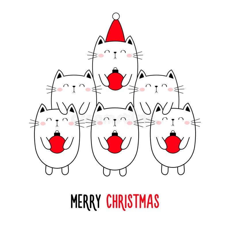 Desenho animado de rosto de gato de Natal Kawaii · Creative Fabrica