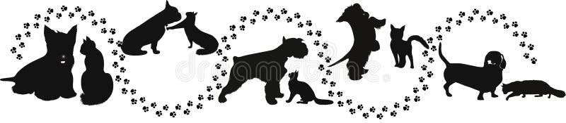 Animais gatos e cães ilustração royalty free
