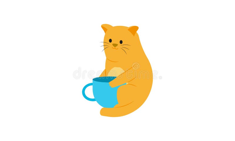 Gatos fofos felizes em uma xícara de café simples ilustração de desenho  animado desenhada à mão