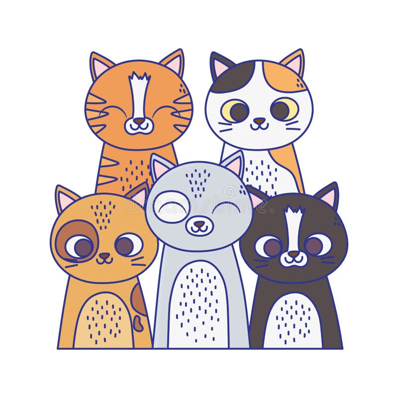 Gatos me fazer feliz, muitos gatos desenhos animados de raça diferente  imagem vetorial de stockgiu© 354325402