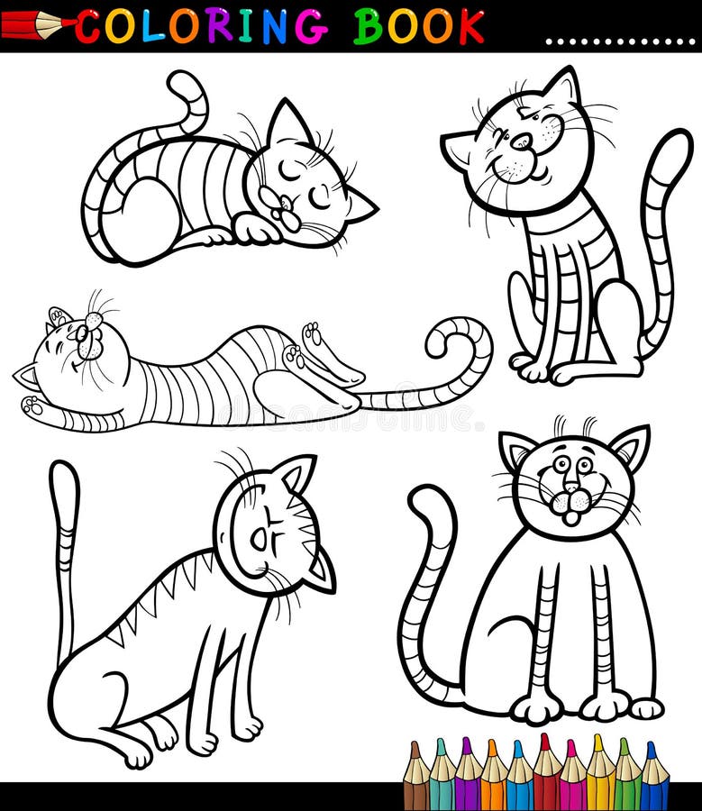 Esboço Da Página Da Coloração Do Gato Dos Desenhos Animados Com Cão Pets  Livro Para Colorir Para Crianças Ilustração do Vetor - Ilustração de  contorno, livro: 73927212