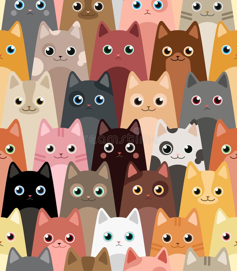 Gatos Papel De Parede Sem Emenda Do Vetor Dos Desenhos Animados Ilustração  do Vetor - Ilustração de liso, wallpaper: 118780169