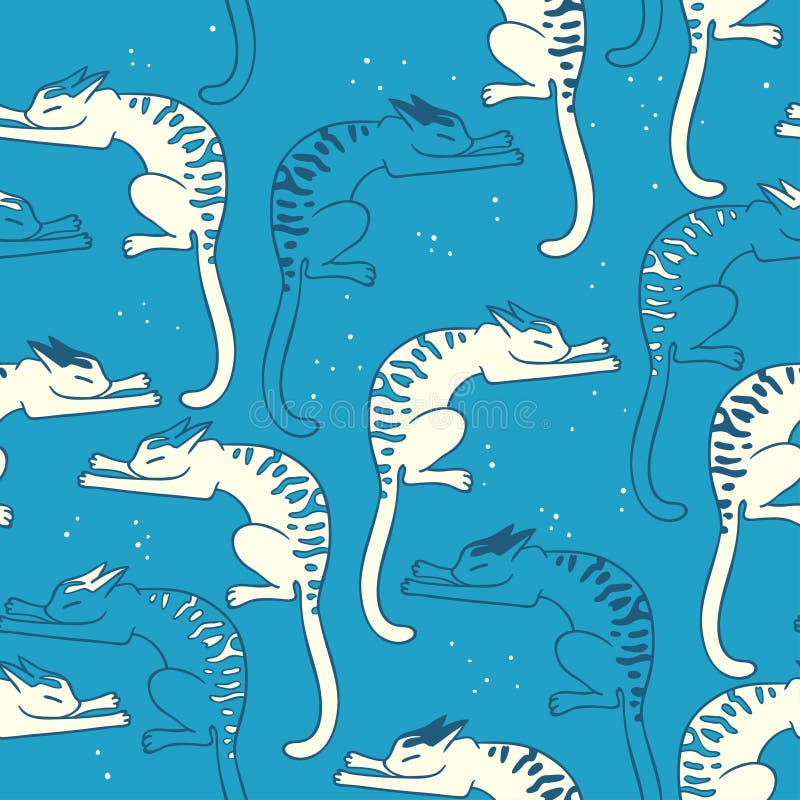 Gatos pequenos Fundo sem emenda do vetor ilustração do vetor Gatos pequenos Fundo sem emenda do vetor ilustração do vetor