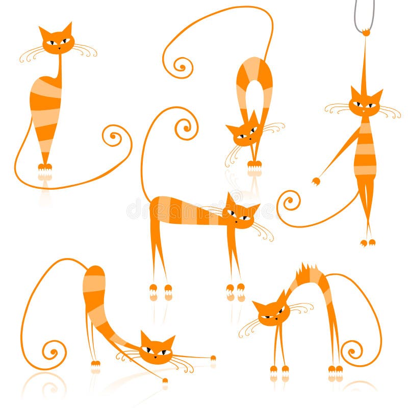 Gatos rayados anaranjados agraciados para su diseño
